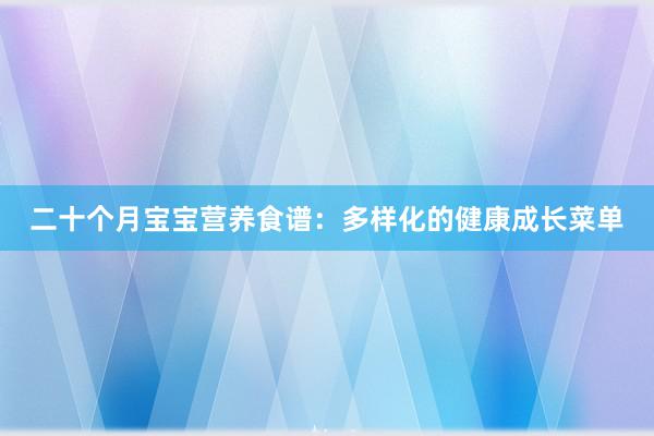 二十个月宝宝营养食谱：多样化的健康成长菜单